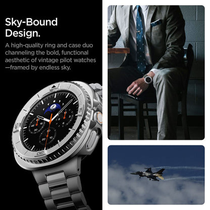 Rama Protectie Spigen Tune Pro Pilot pentru Samsung Galaxy Watch8 Classic, Argintie