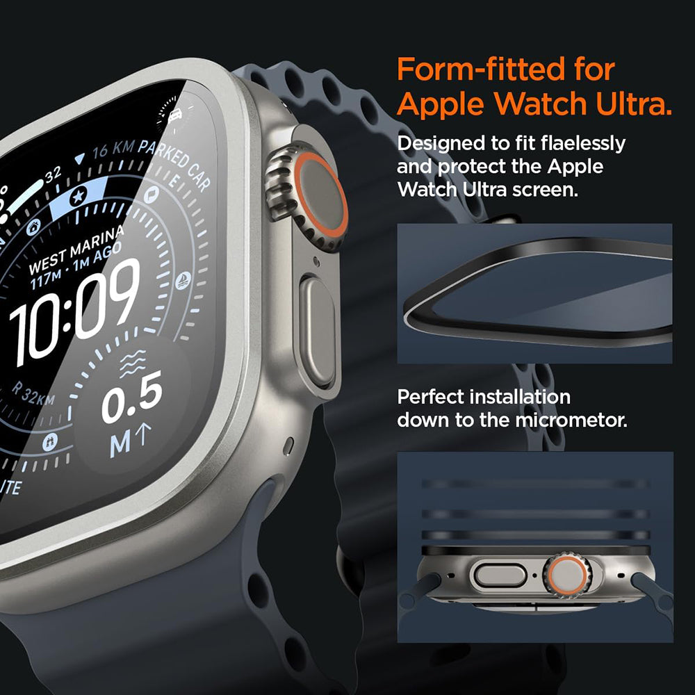 Rama Protectie Spigen Tune with Glass pentru Apple Watch Ultra Series, Argintie ACS11595
