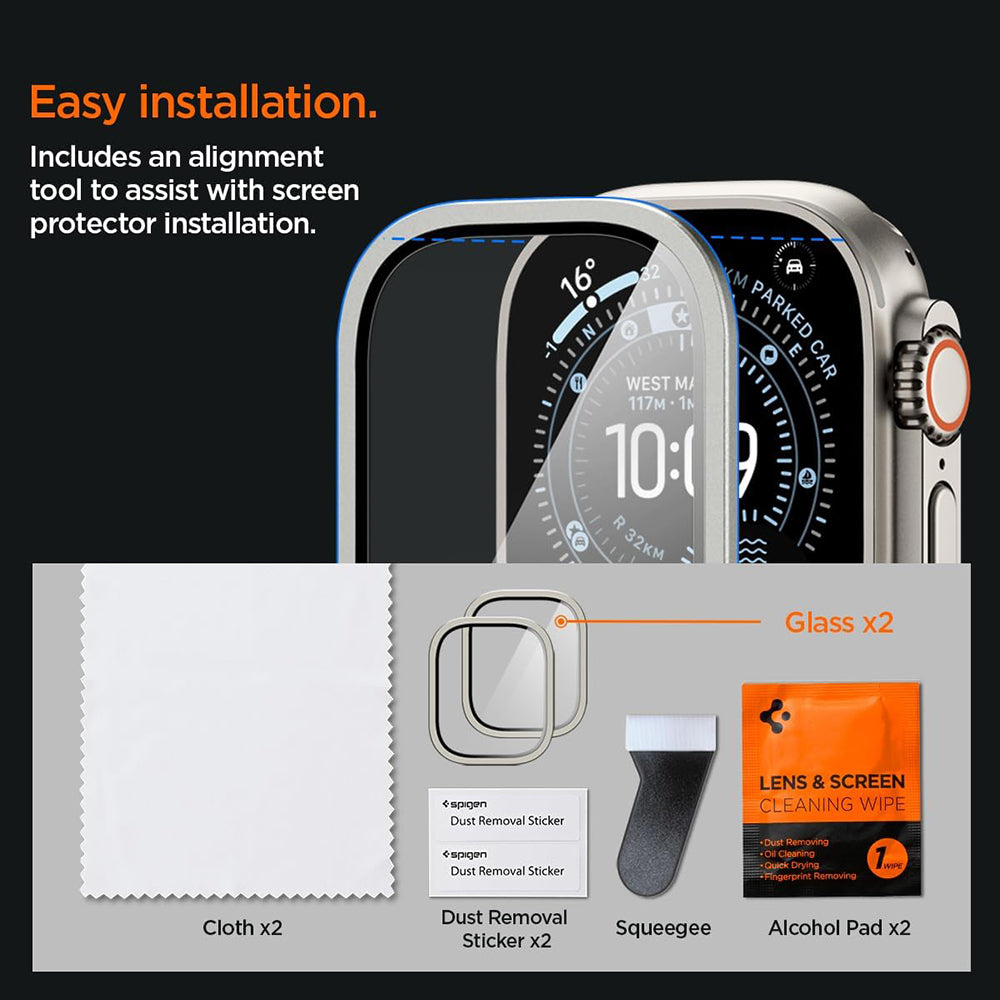 Rama Protectie Spigen Tune with Glass pentru Apple Watch Ultra Series, Argintie ACS11595