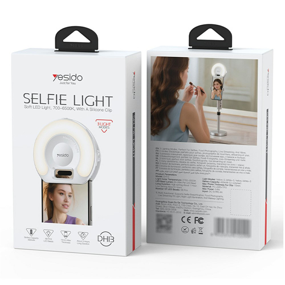 Selfie Light Yesido DH13, Universal, Alb