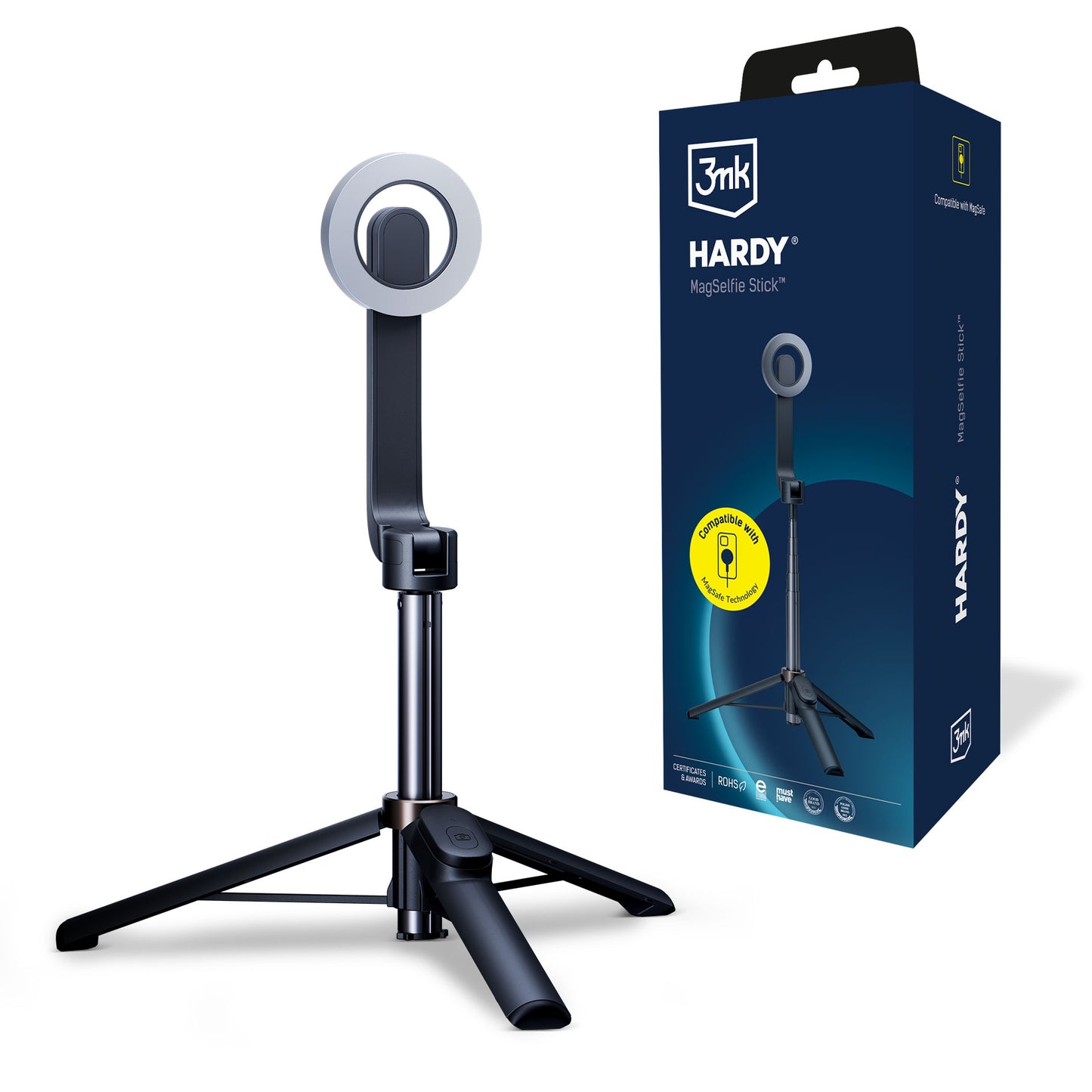 Selfie Stick Bluetooth 3MK Hardy MagSelfie, Universal, Negru