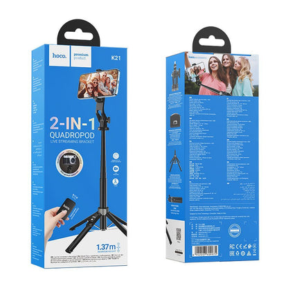 Selfie Stick Bluetooth HOCO K21, Universal, Negru