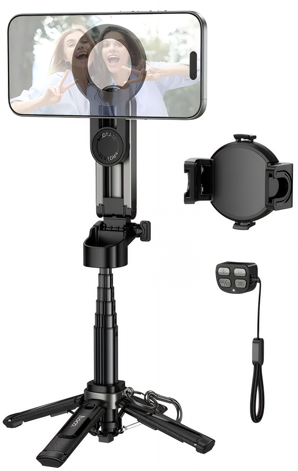 Selfie Stick Bluetooth HOCO K27 Pro, Universal, Negru