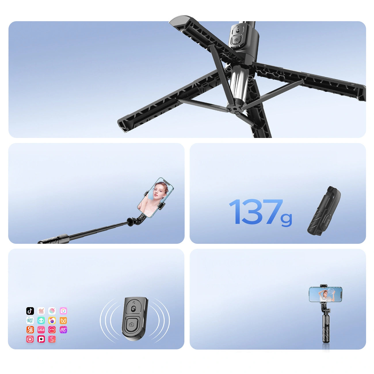Selfie Stick Bluetooth Orico SPV100, Universal, Negru