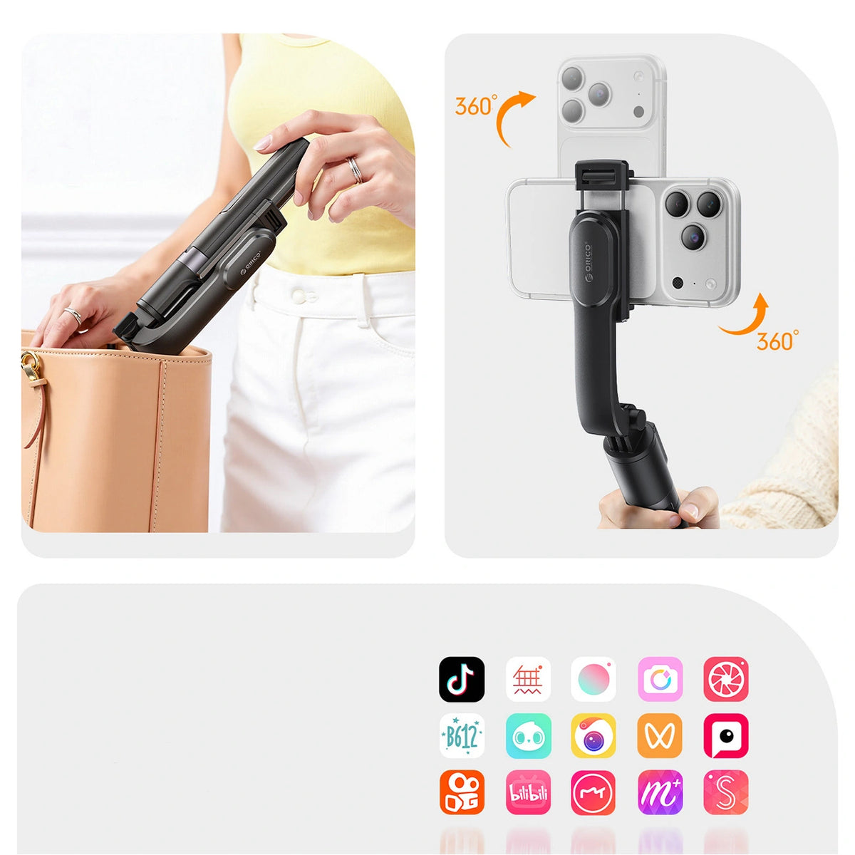 Selfie Stick Bluetooth Orico SPV90, Universal, Negru