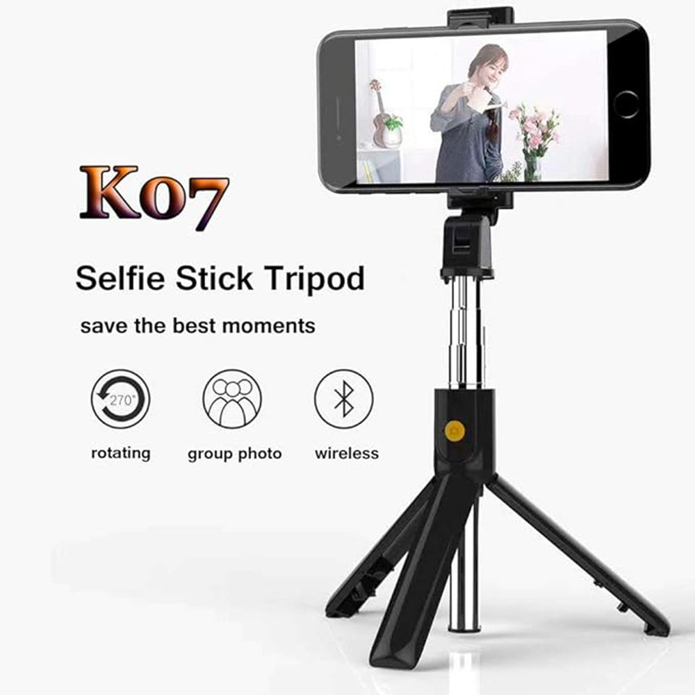 Selfie Stick Bluetooth Techsuit K07, Universal, Negru