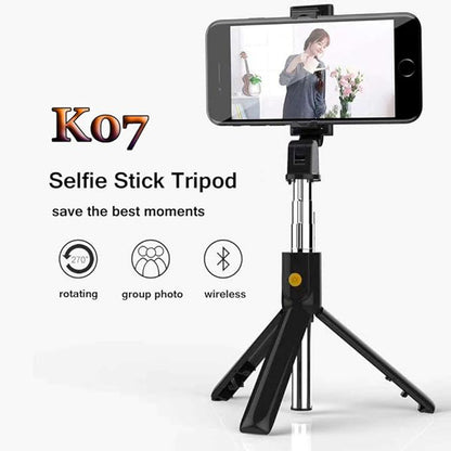 Selfie Stick Bluetooth Techsuit K07, Universal, Negru