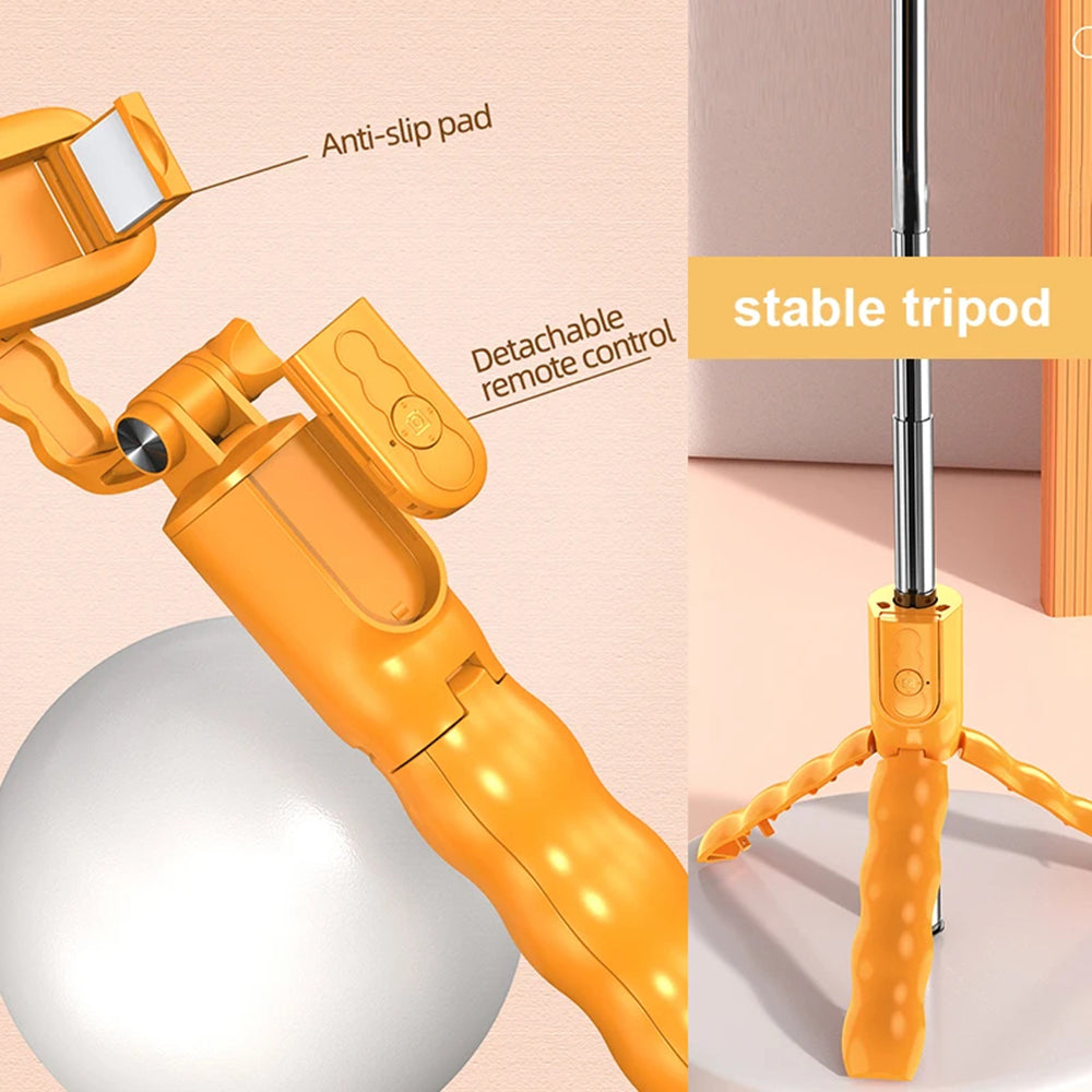 Selfie Stick Bluetooth Techsuit KT01, Universal, Portocaliu