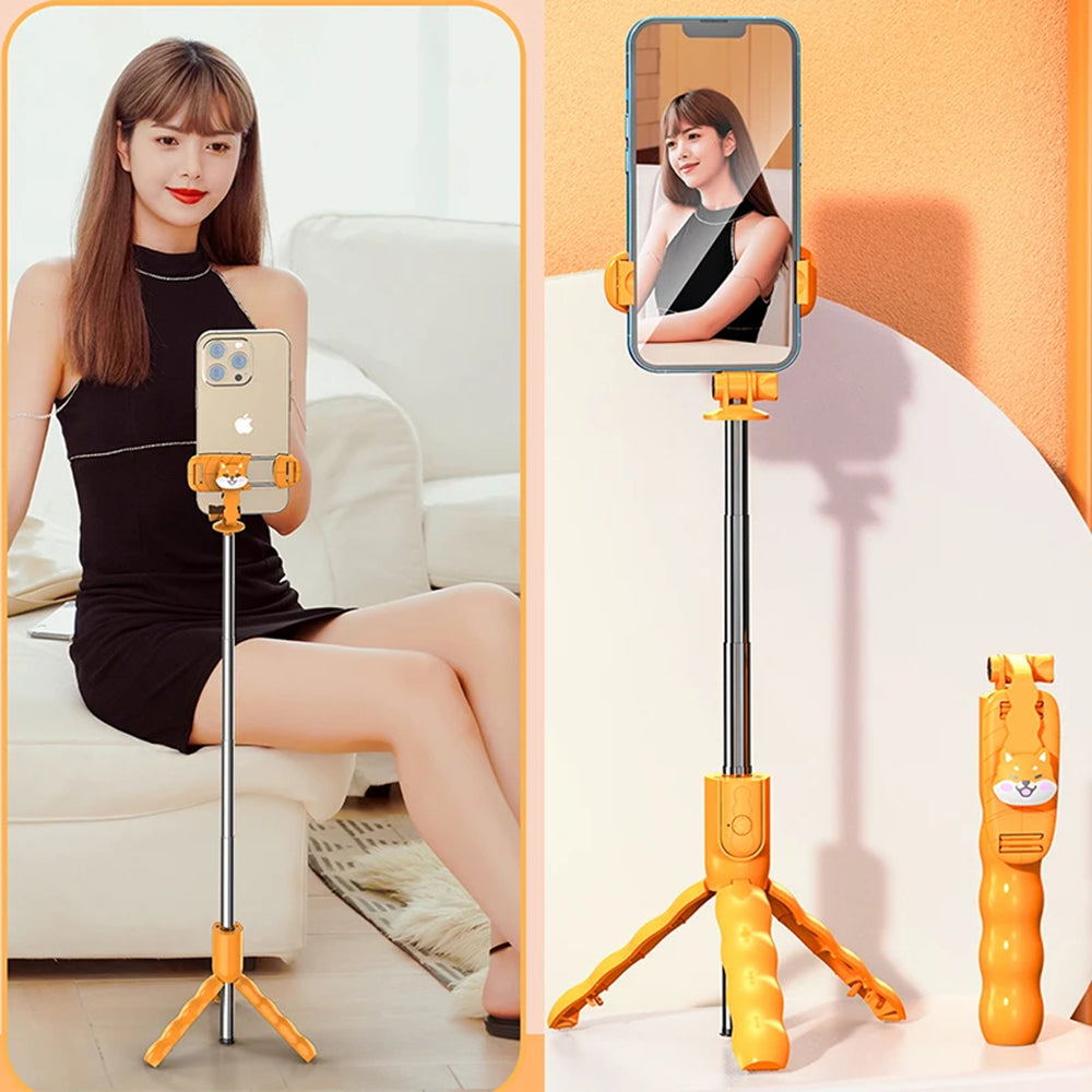Selfie Stick Bluetooth Techsuit KT01, Universal, Portocaliu