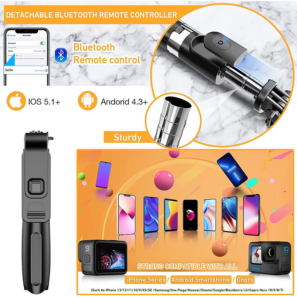 Selfie Stick Bluetooth Techsuit L02, Universal, Negru