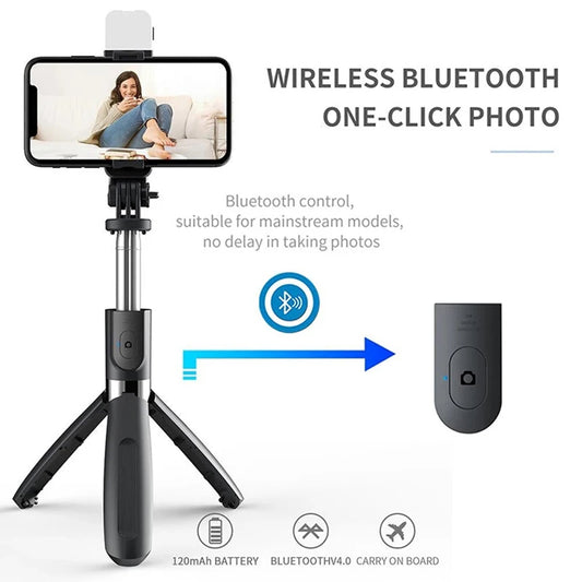 Selfie Stick Bluetooth Techsuit L02s, Universal, Negru