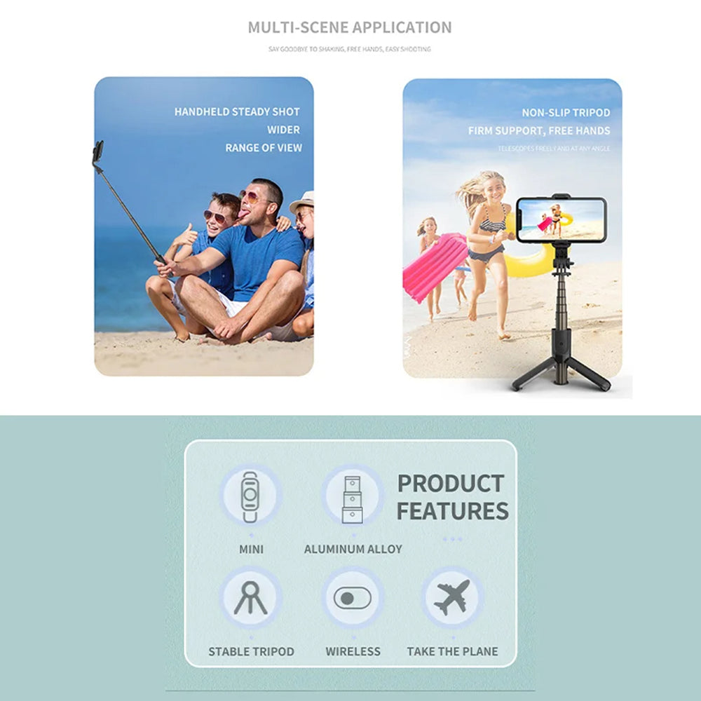 Selfie Stick Bluetooth Techsuit L10, Universal, Negru