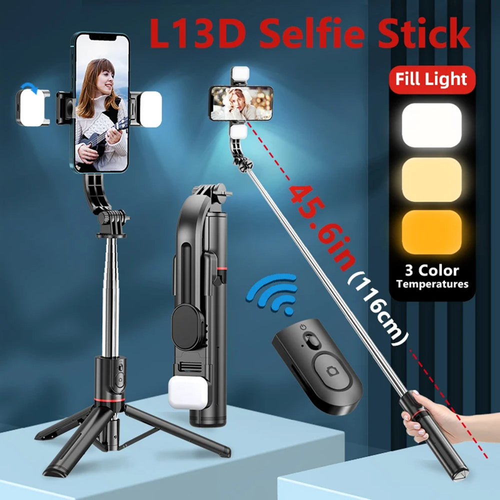 Selfie Stick Bluetooth Techsuit L13d, Universal, Negru