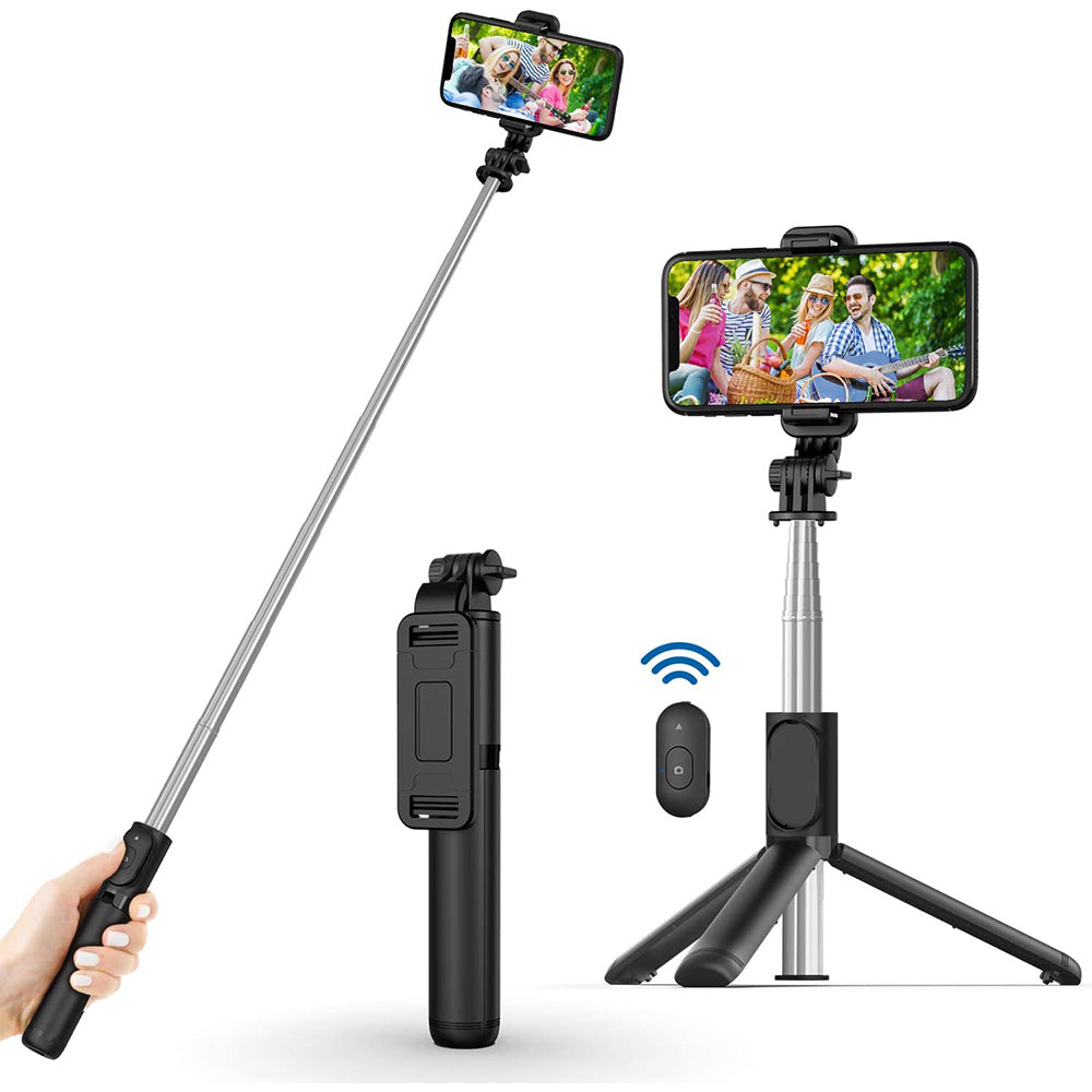 Selfie Stick Bluetooth Techsuit Q01, Universal, Negru