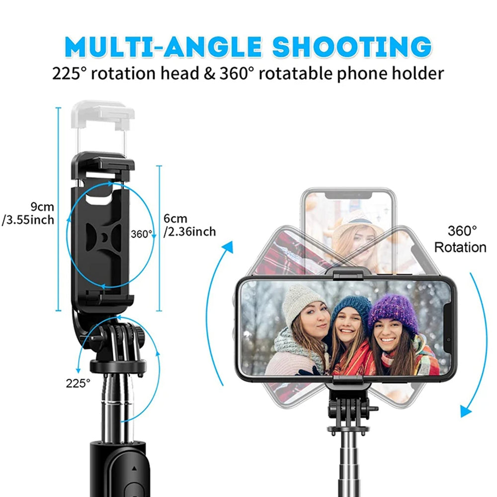 Selfie Stick Bluetooth Techsuit Q02, Universal, Negru