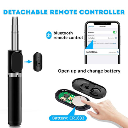 Selfie Stick Bluetooth Techsuit Q02, Universal, Negru