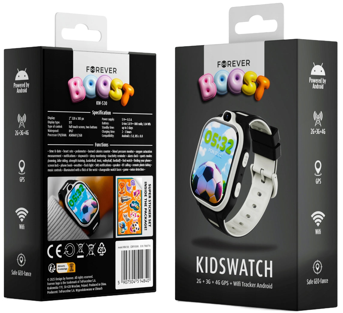 Smartwatch Forever Kids Boost KW-530 Call, Negru