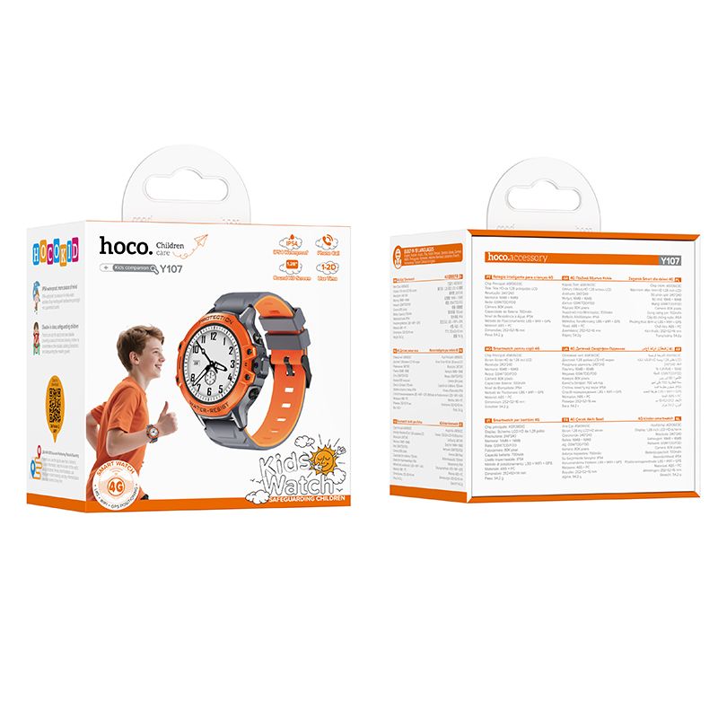 Smartwatch HOCO Y107 Kids Call, Portocaliu