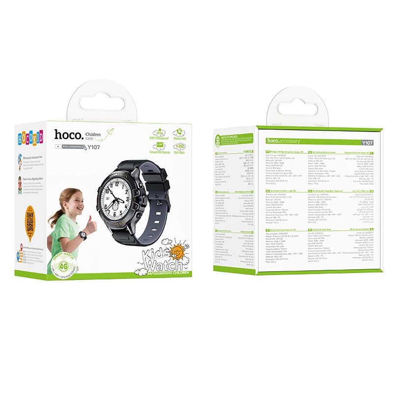 Smartwatch HOCO Y107 Kids Call, Negru