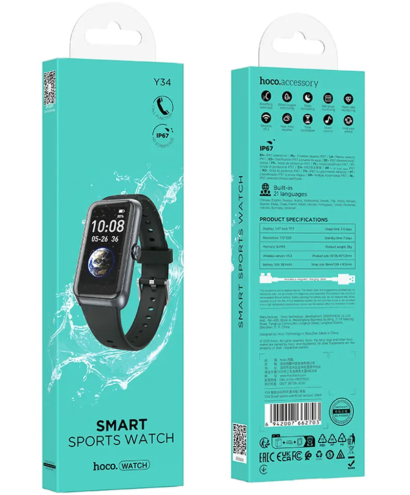 Smartwatch HOCO Y34 Call, Negru