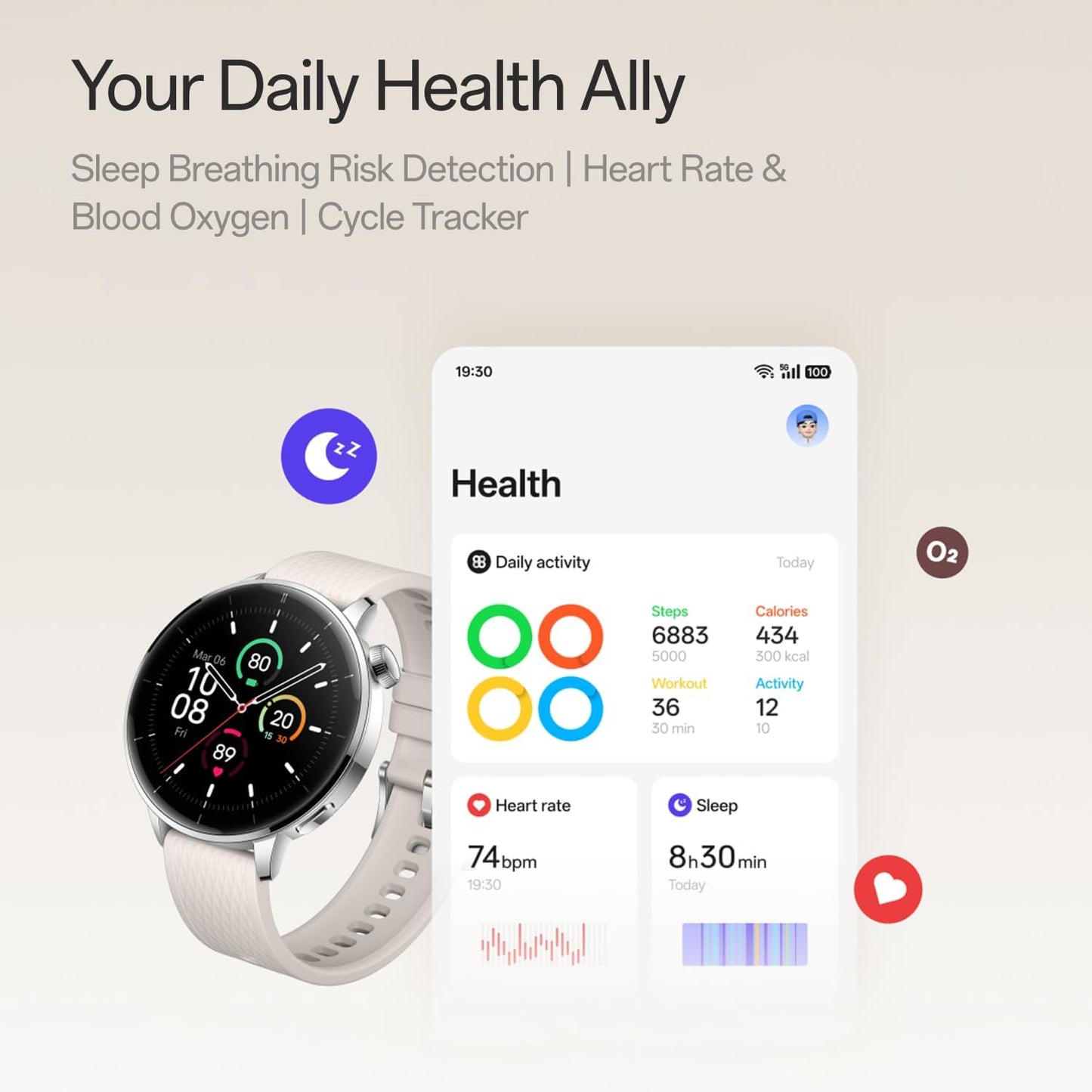 Smartwatch OnePlus Watch 3, 43mm, Argintiu 5491100422