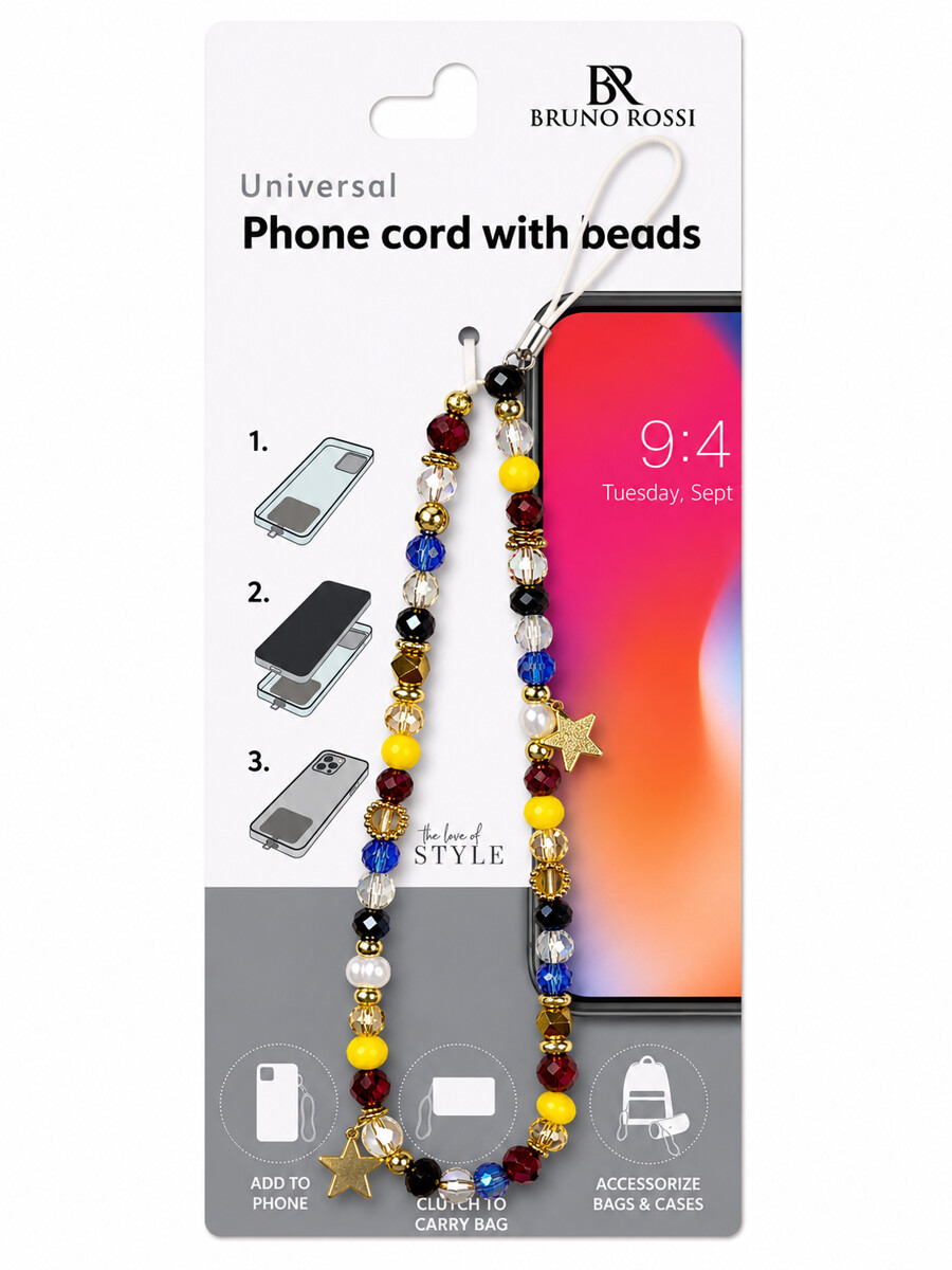 Snur Telefon cu Margele Bruno Rossi BT-22, Multicolor