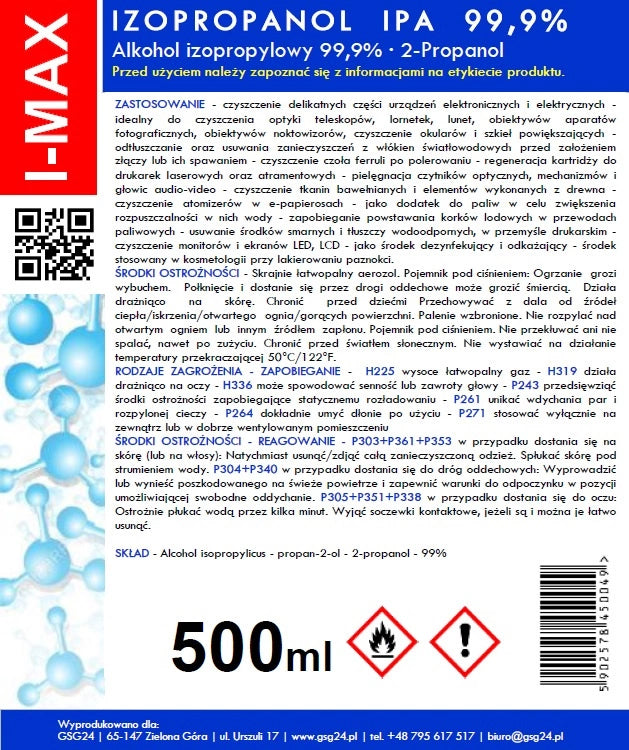 Spray Curatare Alcool Izopropilic GSG24 I-Max, 500ml
