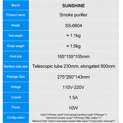 Statie Filtrare / Evacuare Noxe Sunshine SS-6604