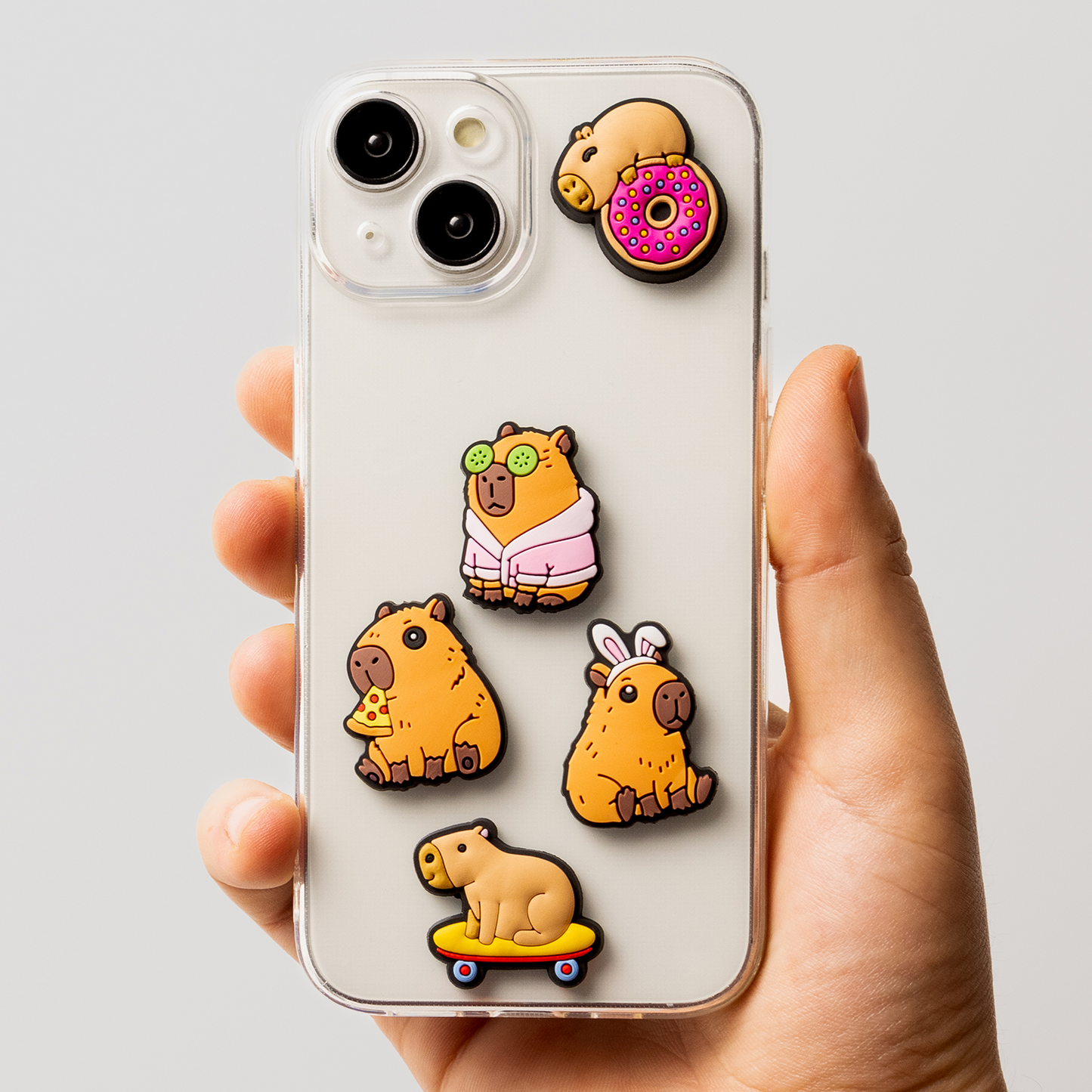 Sticker 3D OEM Capybara pentru Husa Telefon / Tableta, Set 5 bucati, Multicolor
