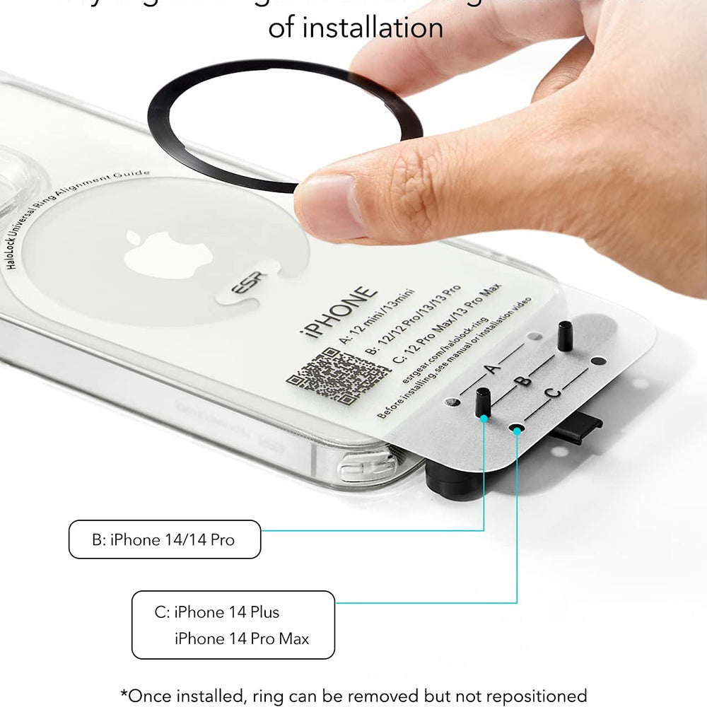 Sticker Metalic ESR HaloLock, Set 2 bucati, Negru Argintiu