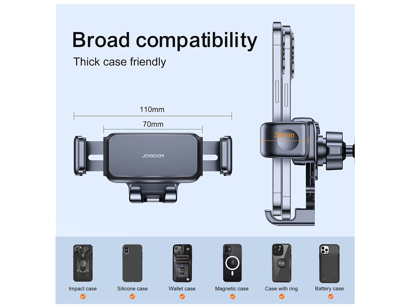 Suport Auto Joyroom JR-ZS283 Vent, 4.7inch - 6.7inch, Negru