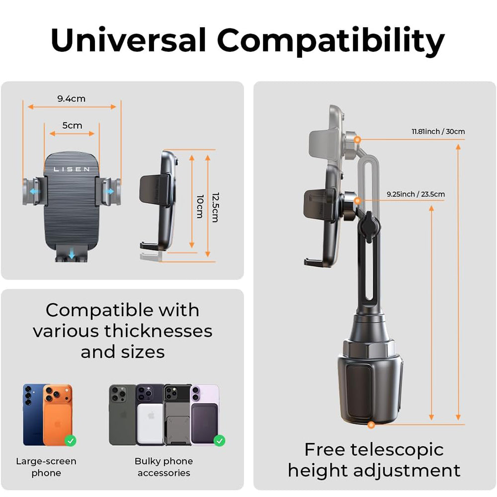 Suport Auto Lisen pentru Telefon / Tableta, 4.5inch - 12.9inch, Negru YL0223070048