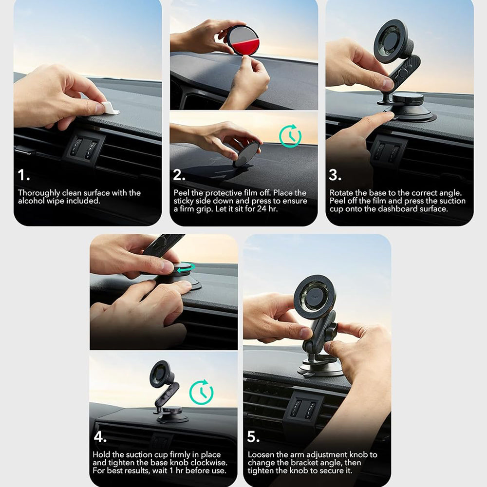 Suport Auto Magnetic ESR OmniLock Dash, Universal, Negru