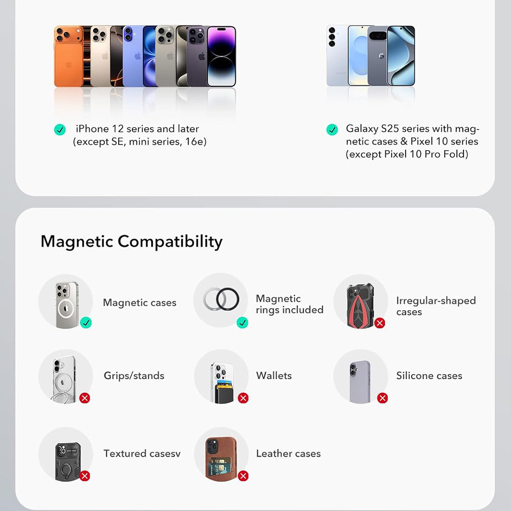 Suport Auto Magnetic ESR OmniLock Dash, Universal, Negru