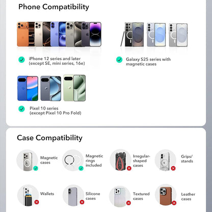 Suport Auto Magnetic ESR OmniLock Vent, Universal, Negru