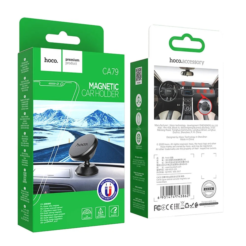 Suport Auto Magnetic HOCO CA79, 4.5inch - 7inch, Negru
