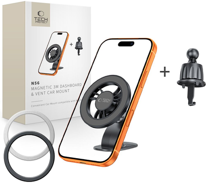 Suport Auto Magnetic Tech-Protect N56 2in1 II, Universal, Negru