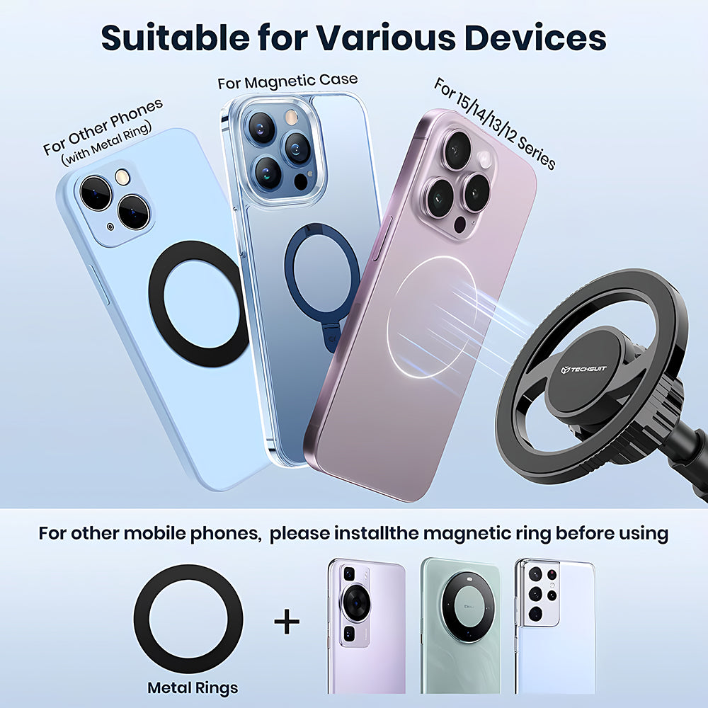 Suport Auto Magnetic Techsuit S12, Universal, Negru