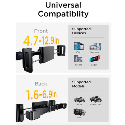 Suport Auto Tetiera Lisen pentru Telefon / Tableta, 4.7inch - 12.9inch, Negru, Resigilat YL0221030002
