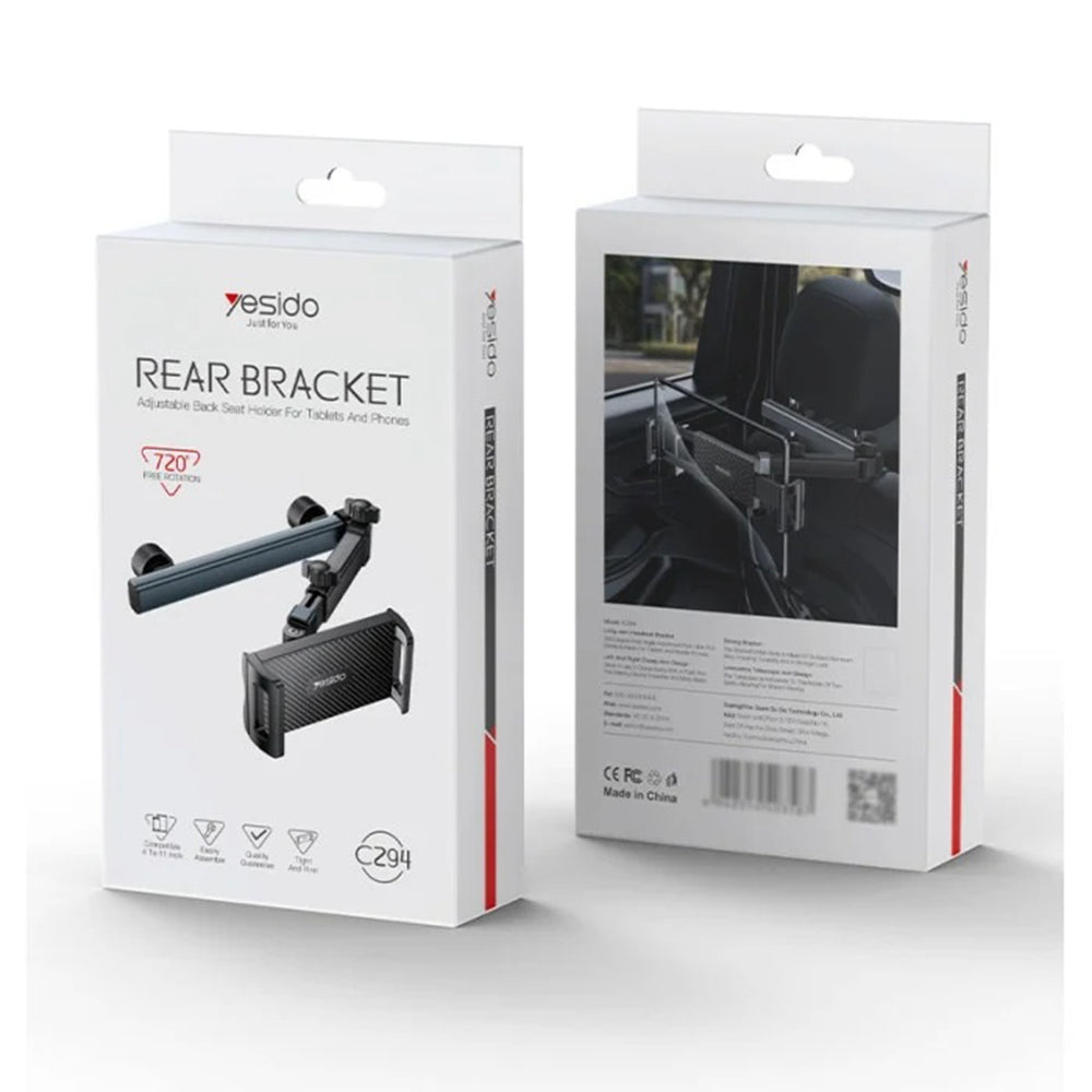 Suport Auto Tetiera Yesido C294, 4.7inch - 13inch, Negru