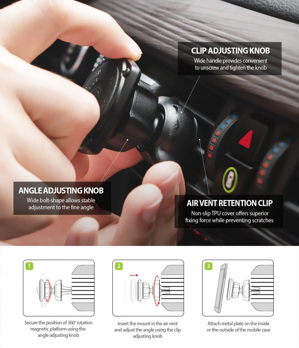 Suport Auto Magnetic Ringke Power Clip, Universal, Negru