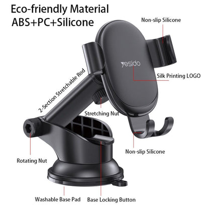 Suport Auto Yesido C120, 4inch - 6.5inch, Negru