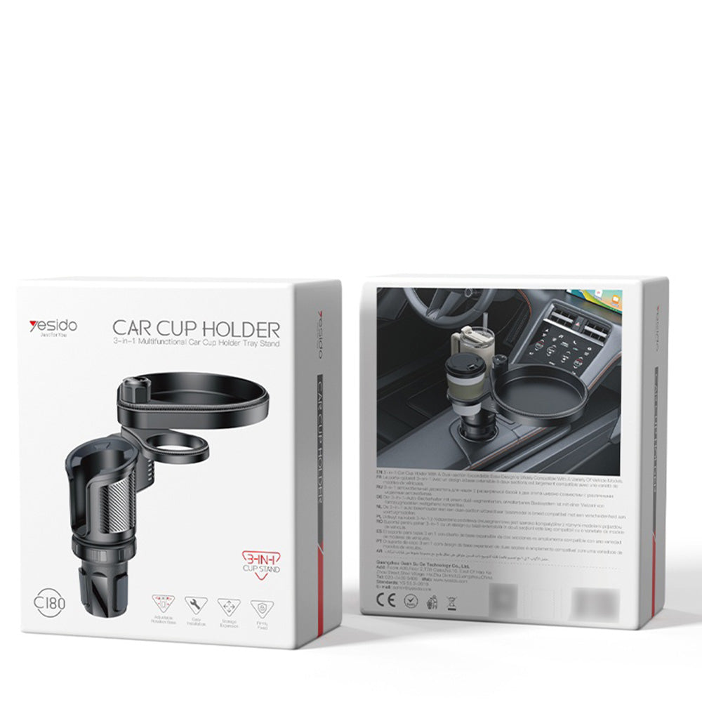 Suport Pahar Yesido C180 3in1, Negru