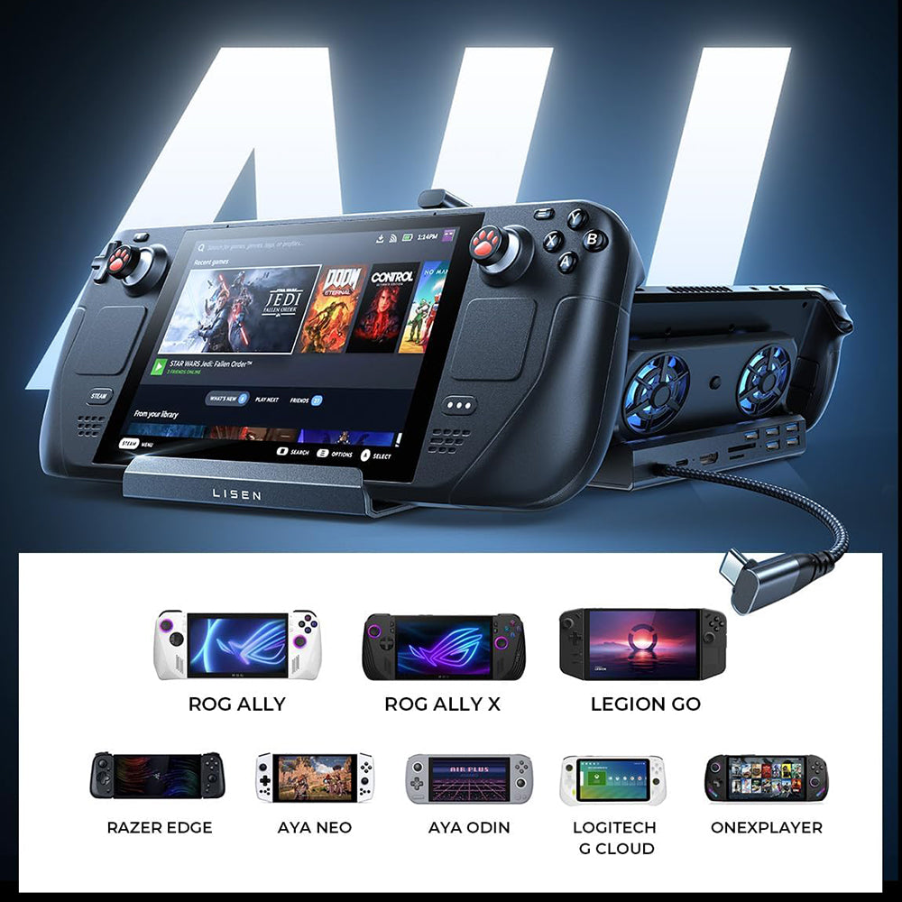 Hub Suport cu Cooler Lisen S1 pentru Consola ROG / Lenovo / Razer / Aya / Logitech / Onexplayer Series, Negru  YL0423110005