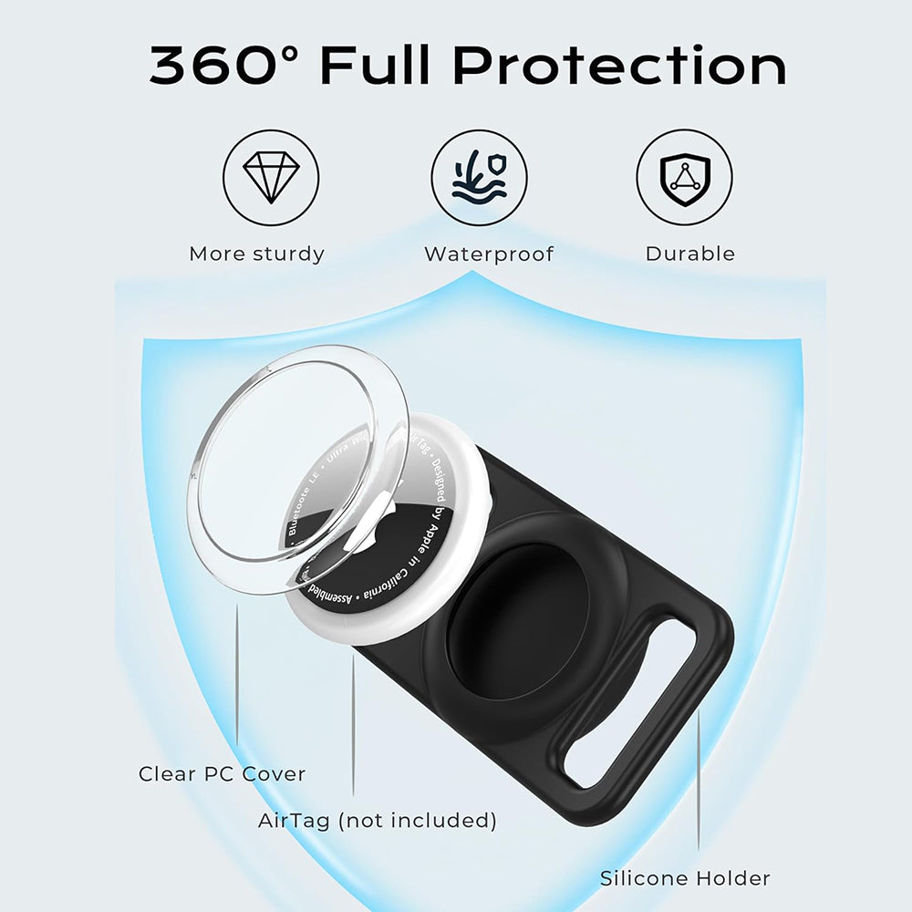 Suport Techsuit BuddyGuard DG1 pentru Apple AirTag la Zgarda Animal Companie, Negru
