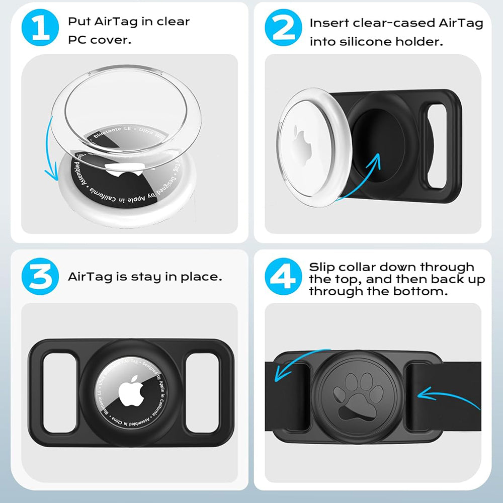 Suport Techsuit BuddyGuard DG1 pentru Apple AirTag la Zgarda Animal Companie, Negru