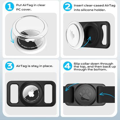 Suport Techsuit BuddyGuard DG1 pentru Apple AirTag la Zgarda Animal Companie, Negru
