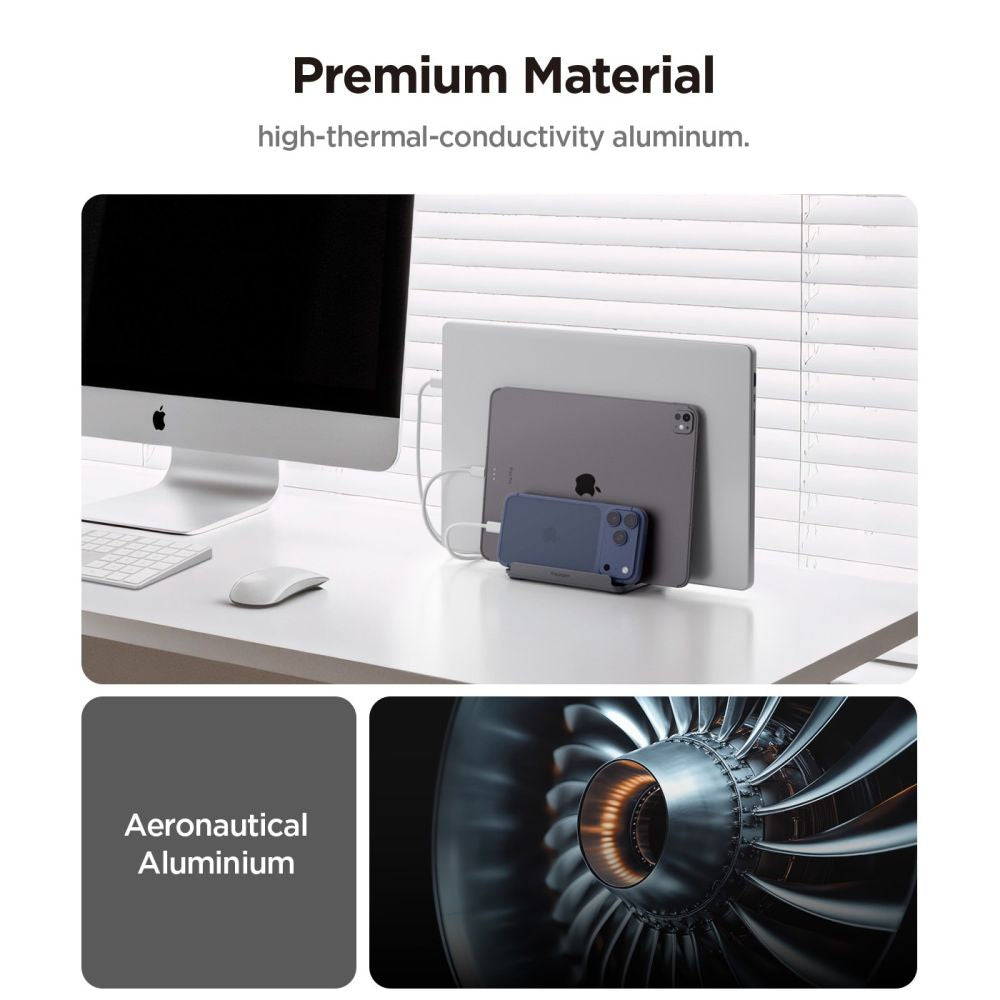 Suport Vertical Spigen LD208S4 Two pentru Laptop cu grosime 14mm - 27mm, Gri