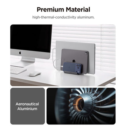 Suport Vertical Spigen LD208S4 Two pentru Laptop cu grosime 14mm - 27mm, Gri