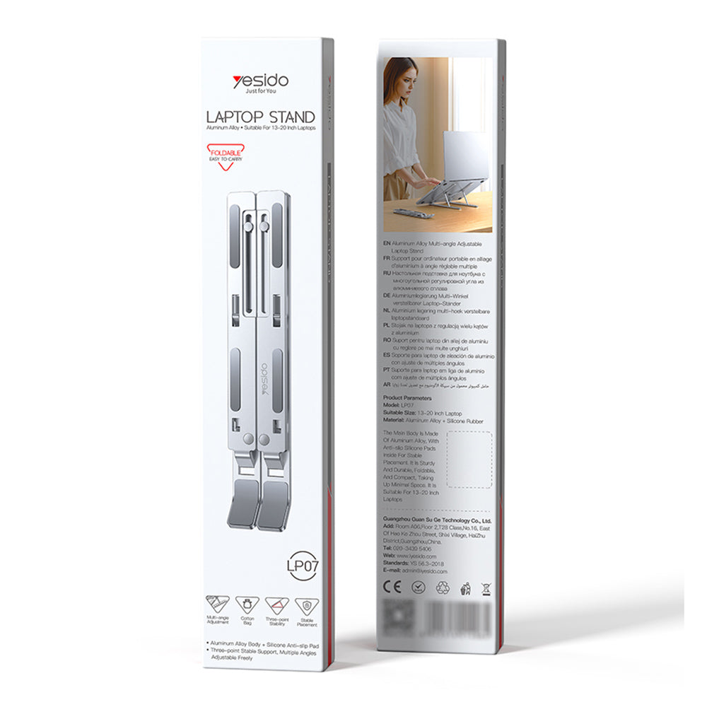Suport Yesido LP07 pentru Laptop 13inch - 20inch, Argintiu